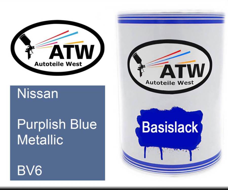 Nissan, Purplish Blue Metallic, BV6: 500ml Lackdose, von ATW Autoteile West.